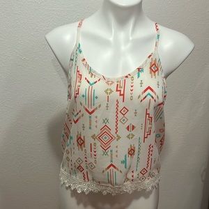 Hoity Toity Cropped Laced Racerback Shirt Sz L